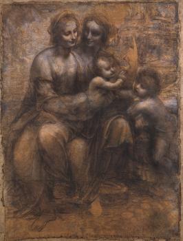 Leonardo Da Vinci : Madonna and Child with St Anne and the Young St John